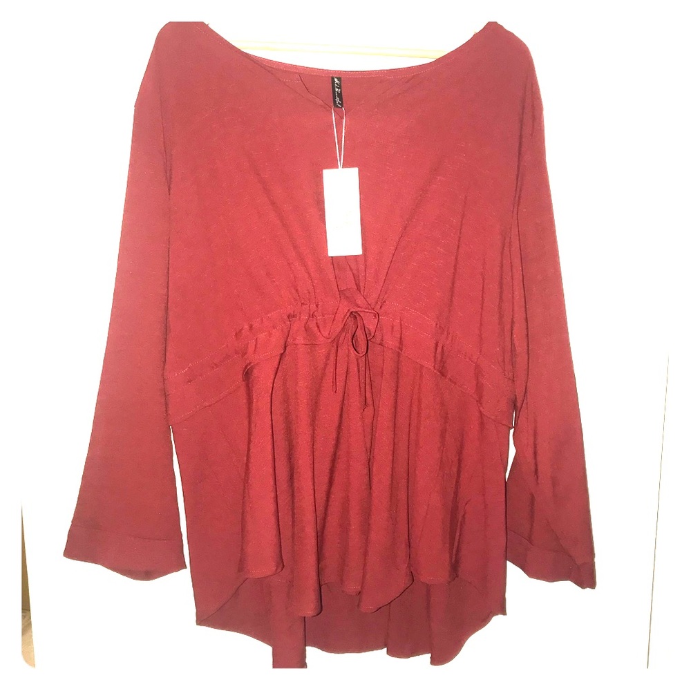 Beautiful blouse rustic red - drawstring adj